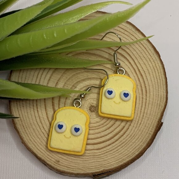 Toast Earring, Funny Food Earring, Gift Idea, Bread Earring, Toast Jewelry - Picture 2 of 5